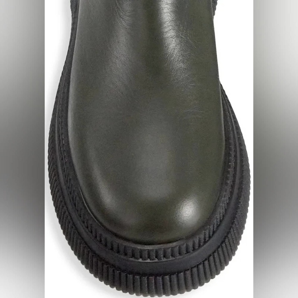 NWOB GANNI - Creepers Leather Chelsea Boots - Kalamata Olive Green - EU 40/US 10 - Picture 5 of 16